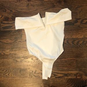 Superdown White Off the Shoulder Bodysuit